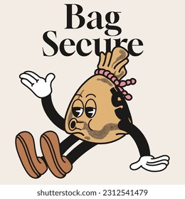 Bag Secure With Money Bag Groovy Character