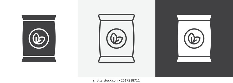 Bag seedling flat and liner vector icons set