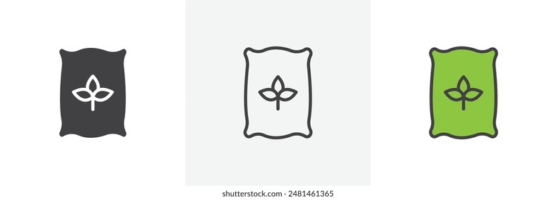 Bag seedling icon symbol collection on white background.