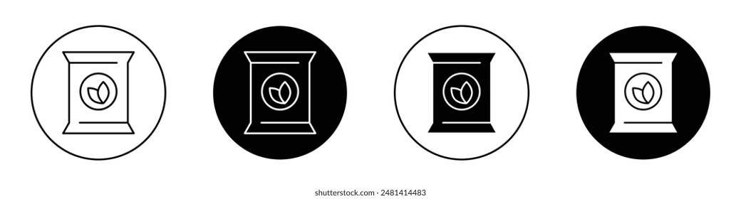 Bag seedling outlined icon vector collection.