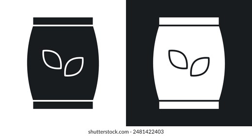 Bag seedling vector icon set in black color.