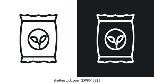 Bag seedling vector icon set in black and white color.