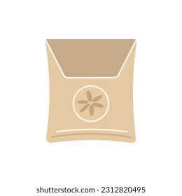 A bag of seeds, gardening. Vector illustration of garden element. Flat style. 
