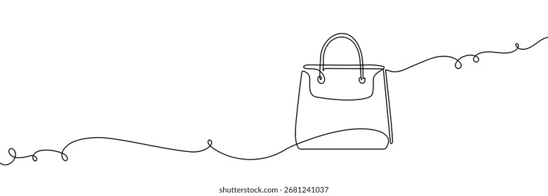 Línea de la tienda de bolsas de arte de regalo continuo icono de ilustración Vector tienda contorno. Bolso al por menor bolso de mano de la línea de la tienda un dibujo lineal de dibujo de moda boceto de papel único venta presente dibujo aislado de alimentos blancos
