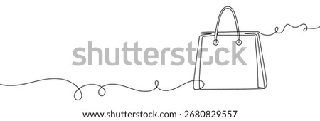 Bag shop line art continuous gift icon illustration vector store outline. Retail bag shop line hand handbag one fashion doodle linear sketch single paper sale present white food isolated drawing draw