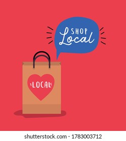 bag with shop local inside bubble design of retail buy and market theme Vector illustration