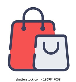 bag shopping commerce handbag single isolated icon with flat dash or dashed style