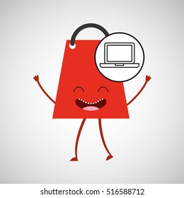 bag shopping concept laptop commerce design vector illustration eps 10