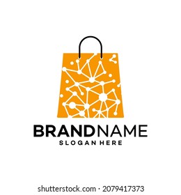 Bag Shopping Digital Logo Design Template Illustration Vector