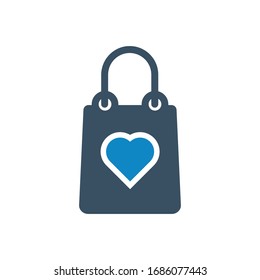 Bolsa, icono de la bolsa de compra (ilustración vectorial)