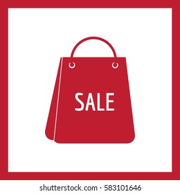 Bag for shopping , with the inscription discount.Vector icon.