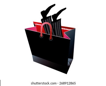 Bag for shopping with man inside vector drawing