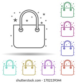 Tasche Shopping Tasche mehrfarbiges Symbol. Einfache dünne Linie, Vektorillustration von Taschen-Symbolen für i und ux, Website oder mobile Applikationen