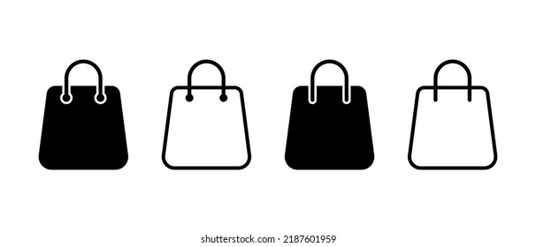 Juego de iconos del vector de la compra de bolas.  Símbolo de la bolsa de compra de línea para aplicaciones y sitio web. Ilustración del paquete Eco 
