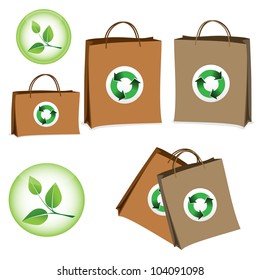 Bag with the sign of recycling. Vector image
