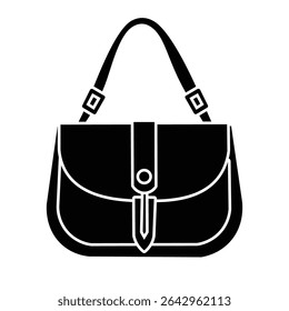 Bag silhouette vector illustration, ladies handbag silhouette, black woman bag icon, shoulder bag silhouette, sling bag silhouette