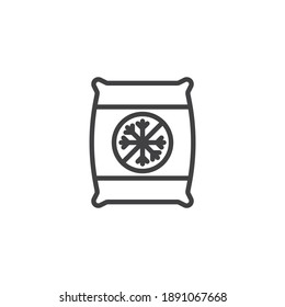 Bag with snowflake line icon. linear style sign for mobile concept and web design. Christmas bag outline vector icon. Symbol, logo illustration. Vector graphics