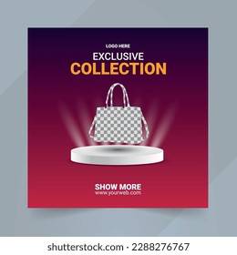 Bag Social Media Post Template. Social Media Post Design. Ecommerce Product Social Media Post Design Template.