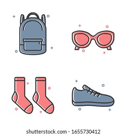 Diseño de iconos de gafas y zapatos para bolsas