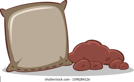 Bag Of Soil On White Background Illustration