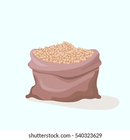 A bag of soybeans. Vector illustration.