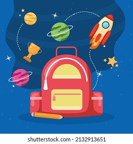 bag at space on blue background