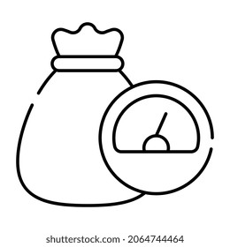 Bag with speedometer denoting concept of money indicator