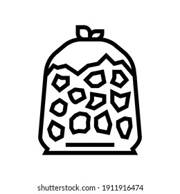 Sack Stein Linie Symbol Vektorgrafik. Taschensteinzeichen. isoliertes Kontursymbol