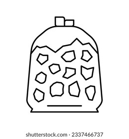 bag stone line icon vector. bag stone sign. isolated contour symbol black illustration