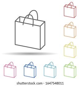 Bolsa de la tienda en un icono de estilo multicolor. Línea delgada simple, contorno vector de iconos de banca móvil para ui y ux, sitio web o aplicación móvil