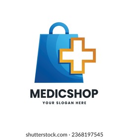 Bag store plus medical logo vector icon illustration