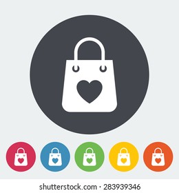 Bag store. Single flat icon on the circle. Vector illustration.