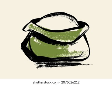 A bag of sugar. Or a bag of earth. Illustration in the style of a careless sketch.