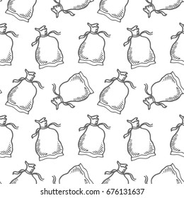 bag with sugar hand-drawn vector seamless pattern