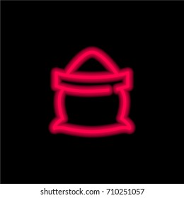 Bag of sugar red glowing neon ui ux icon. Glowing sign logo vector