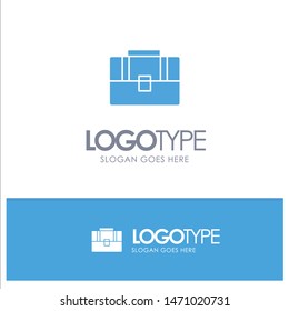 Bag, Suitcase, Case, Handbag Blue Solid Logo with place for tagline. Vector Icon Template background