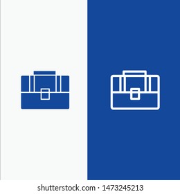 Bag, Suitcase, Case, Handbag Line and Glyph Solid icon Blue banner Line and Glyph Solid icon Blue banner