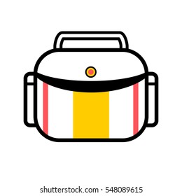 Bag or suitcase for digital camera. Vector icon equipment of professional photographer - case for photocamera. Media, technology symbol. Modern minimalistic flat design Illustration isolated on white.