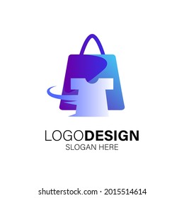 bag and t shirt for online shop logo design