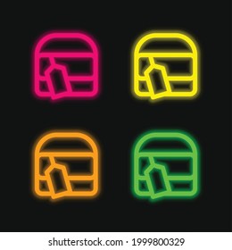 Bag With Tag four color glowing neon vector icon