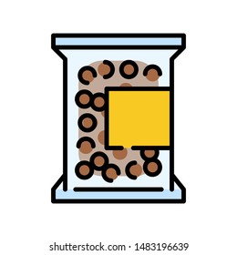 Bag of Tapioca balls vector icon, filled design