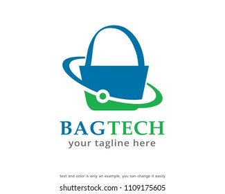 Bag Technology Logo Symbol Template Design Vector, Emblem, Design Concept, Creative Symbol, Icon