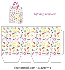Bag template with seamless summer pattern