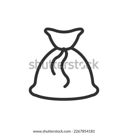 Bag tied with rope, linear icon. Line with editable stroke