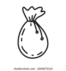A bag with ties on a white background. Vector illustration in doodle style. Vector illustration