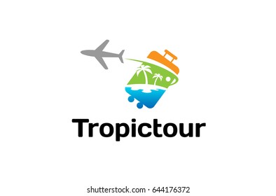 Bag travel Airplane Creative Air Design Logo Vector Illustration