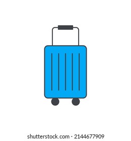 Bag, travel suitcase icon in color icon, isolated on white background 