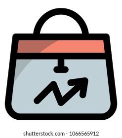 
A bag and an upward arrow, vector illustration of sales growth
