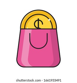 bag vector flat color icon 