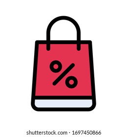 bag vector flat color icon 